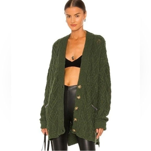 Free People Sweaters - FREE PEOPLE MONTANA CABLE CARDIGAN SIZE XS IN AGED PINE NWOT